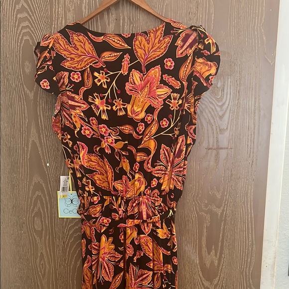 CeCe Pink and Black Flutter Sleeve Maxi Dress - Picture 5 of 5